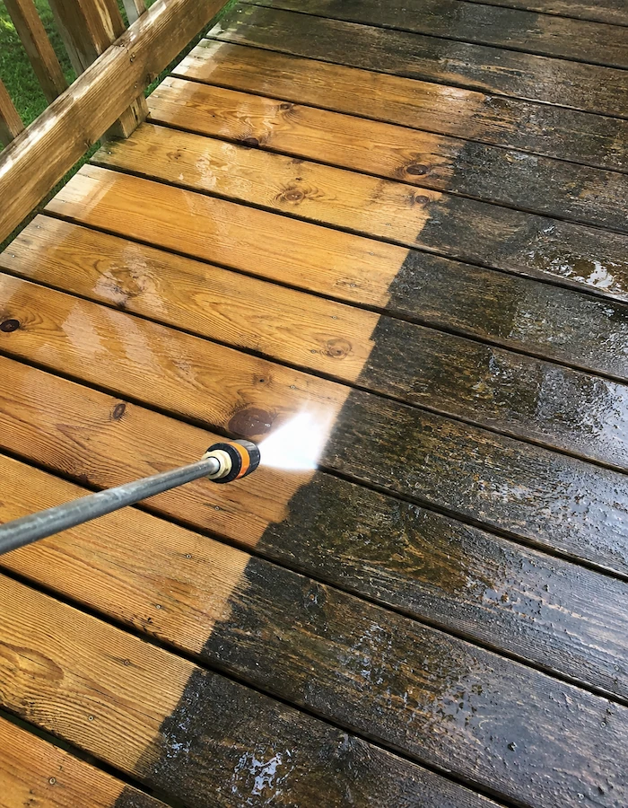 pressure washing wooden deck surface in terre haute indiana